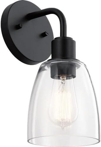 Kichler Meller 11 Inch 1 Light Wall Sconce with Clear Glass in Black
