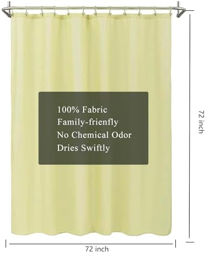 LLSCL Lemon Yellow Fabric Shower Curtain Liner with Magnets, Waterproof Hotel Quality, 72 x 72 Machine Washable