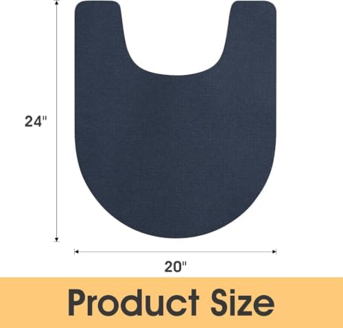 ACCUMTEK Non Slip Bath Mat, Thin Bathroom Rugs Fit Under Door, Quick Dry Bath Mats, Machine Washable Bath Rugs for Bathroom, Bathtub & Kitchen, Dark Blue/Solid/U-Shaped 24"x20"