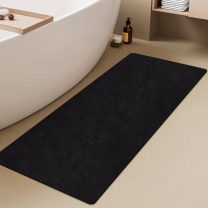 TYUU Thin Bath Mat Runner, Long Bathroom Rugs Non Slip, 24x70 Black