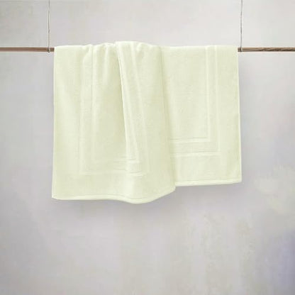 Feather & Stitch 2 Piece Towel Like Bath Mats (30x21 Inch) 100% Cotton Terry Bath Mats, Bathroom Shower Floor Mats [NOT A Bathroom Rug], Soft Absorbent Washable Mats - Frost