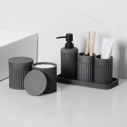 INIUNIK Bathroom Accessory Set, 6 Pieces, Dark Grey