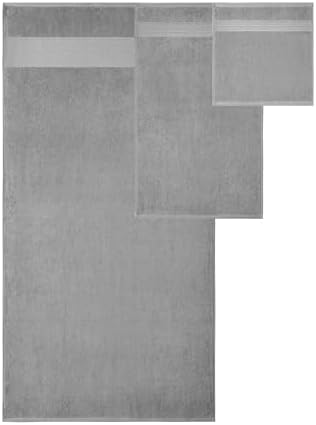 Modern Threads Allie 6-Piece 100% Cotton Towel Set – Jacquard Floral Border – Includes 2 Bath Towels, 2 Hand Towels, 2 Washcloths – Absorbent, Quick Dry, Soft & Durable – Gray