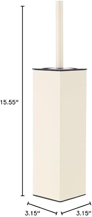 BGL Standing Toilet Brush and Holder Matte White Aluminium Toilet Bowl Cleaner Brush and Holder for Bathroom Storage and Organization, Square Design Sturdy and Space Saving