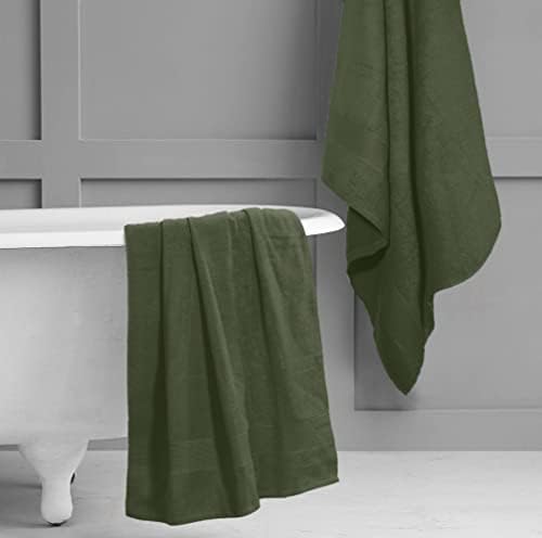 Belizzi Home Premium Cotton Oversized 2 Pack Bath Sheet 35x70-100% Pure Cotton - Ideal for Everyday use - Ultra Soft & Highly Absorbent - Machine Washable - Olive Green