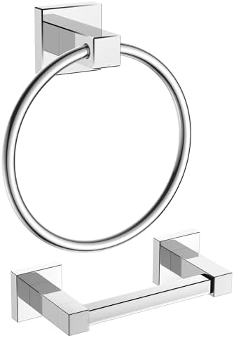 FORIOUS Toilet Paper Holder and Towel Ring Set, Bathroom Accessories Set