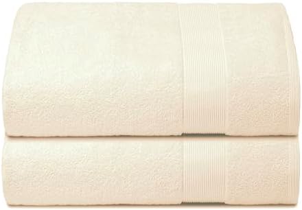 Belizzi Home Premium Cotton Oversized 2 Pack Bath Sheet 35x70-100% Pure Cotton - Ideal for Everyday use - Ultra Soft & Highly Absorbent - Machine Washable - Ivory
