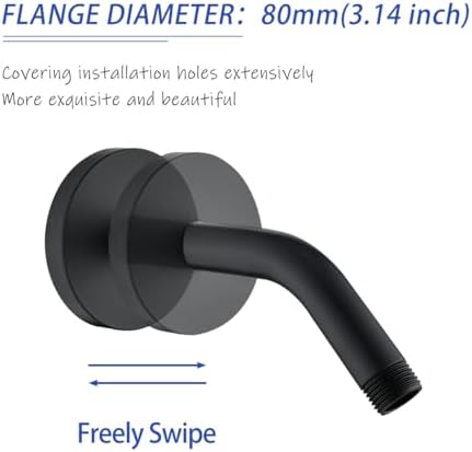 Wall Mounted Shower Arm Extension Head Holder Stainless Steel for Elbow Bathroom Accessories Pipe Bath Tube Matte Black,SW-RD91018-6MB.