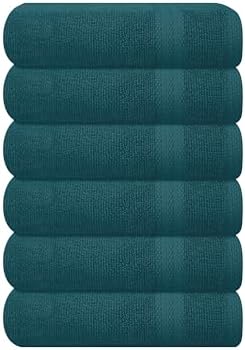 GLAMBURG Ultra Soft 6-Piece Hand Towel Set 16x28-100% Ringspun Cotton - Durable & Highly Absorbent Hand Towels - Ideal for use in Bathroom, Kitchen, Gym, Spa & General Cleaning - Teal