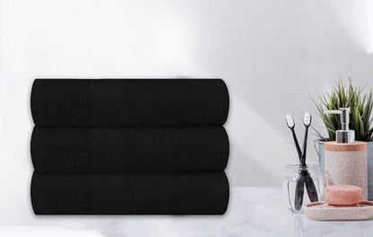 Bath Towels Bulk Set of 12 – 24" x 50" – 100% Cotton Terry, Soft, Quick-Dry & Highly Absorbent – Black Towels for Bathroom, Spa, Gym, Hotel, Pool & Everyday Use