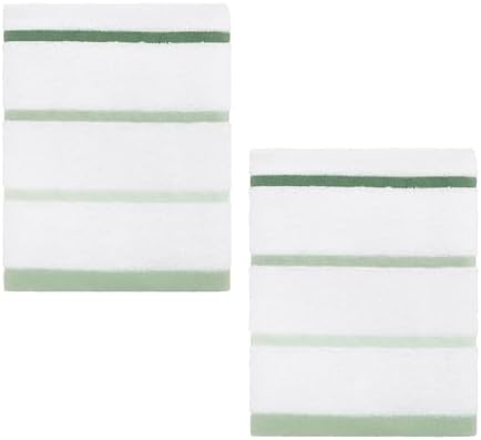 IZOD – Hand Towels, Plush Ringspun Cotton Blend with Striped Design and Dark Hem Finish, Set of 2 (Sandbar Green)