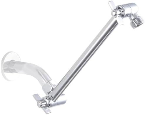 6 Inch Adjustable Shower Arm Extension, Solid Brass, 1/2 Inch NPT, Chrome
