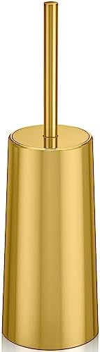 Toilet Brush and Holder, Toilet Brush Stainless Steel, Toilet Bowl Brush for Bathroom Toilet-Ergonomic, Elegant,Durable (Gold)