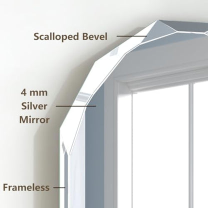 Silver Wall Mirror-Beveled Edge Frameless Mirror for Bathroom, Vanity, Bedroom, Rectangle Mirrors（24X30inch）