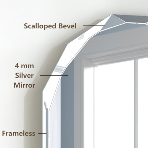 Silver Wall Mirror-Beveled Edge Frameless Mirror for Bathroom, Vanity, Bedroom, Rectangle Mirrors（24X36inch）