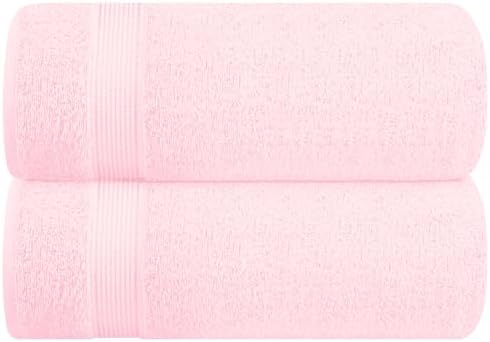 Belizzi Home Cotton 2 Pack Oversized Bath Sheet 35x70, Large Bath Sheet, Ultra Soft, Absorbent, Compact, Eco-Friendly, Recyclable, Quick Drying and Lightweight Towel - Pink