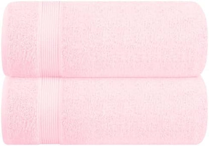 Belizzi Home Cotton 2 Pack Oversized Bath Sheet 35x70, Large Bath Sheet, Ultra Soft, Absorbent, Compact, Eco-Friendly, Recyclable, Quick Drying and Lightweight Towel - Pink