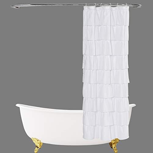 White Ruffle Shower Curtain for Bathroom, 36x72 Inch, Narrow Ruffled Decor