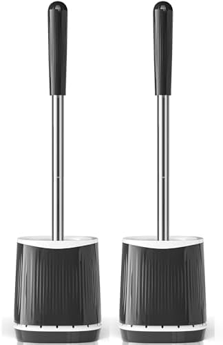 TRENTI Toilet Brush and Holder Set - Bristles Bowl Brush Head with Ventilated Holder, Wall Mounted Compact Set for Bathroom Deep Cleaning