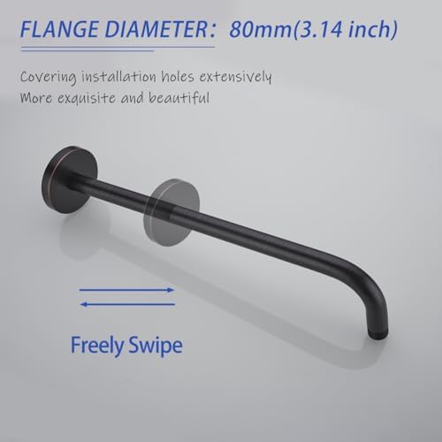 Stainless Steel Shower Head Extension Arm Wall Mounted Rainfall Shower Tube Bathroom Hardwares Accessories 16 Inch Oil Rubbed Bronze,SW-RD91018-16-ORB.