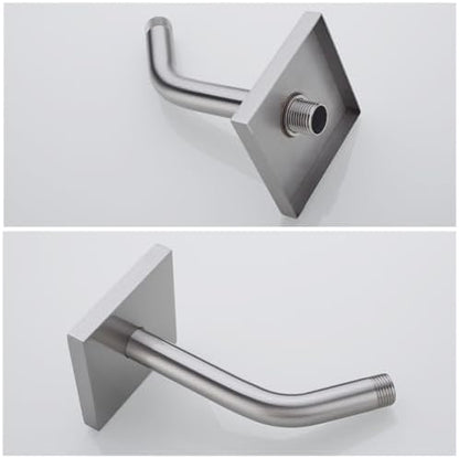 6-Inches Wall Mounted Shower Pipe Arm Extension for Fixed Shower Head, Shower Arm with Flange, Made of 304 Stainless Steel Shower Extension Extender Pipe, Never Rust Brushed Nickel,SW-91018-6BN-SQ.