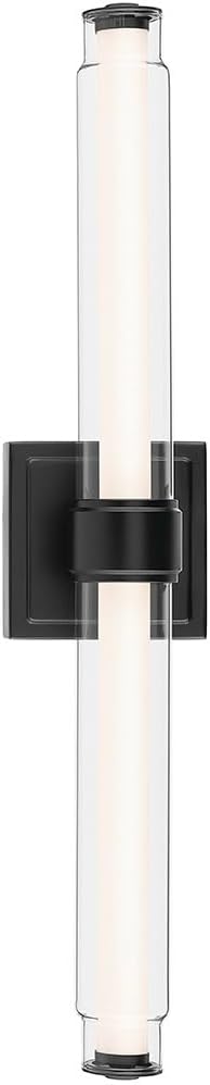Kichler Laurene LED Bath Bar Light, Black | Linear vanity light with clear glass for bathroom mirrors (26.5" x 5"), 55238BKLED
