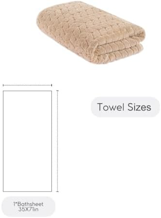 BAGNO MILANO Turkish Cotton Bath Towels, Hand Towels - Soft Plush Jacquard Collection - Highly Absorbent Towel Set (Sand Beige, Bath Sheet 35x70)