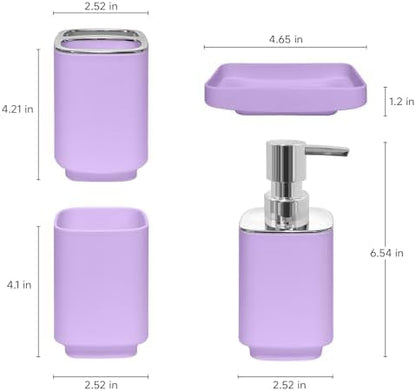 4 Piece Bathroom Accessory Sets, Light Purple Bathroom Accessories Sets