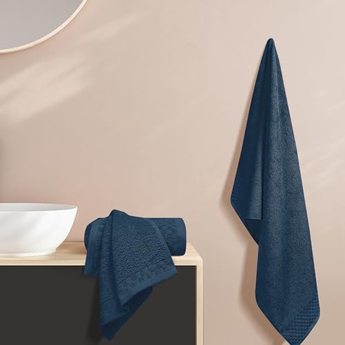 MyOwn Ultra Soft 3 Pack Cotton Towel Set, Contains a Bath Towels 28x55 inch, a Hand Towels 16x24 inch & a Wash Coths 12x12 inch, Ideal Everyday use, Compact & Lightweight - Mineral Blue