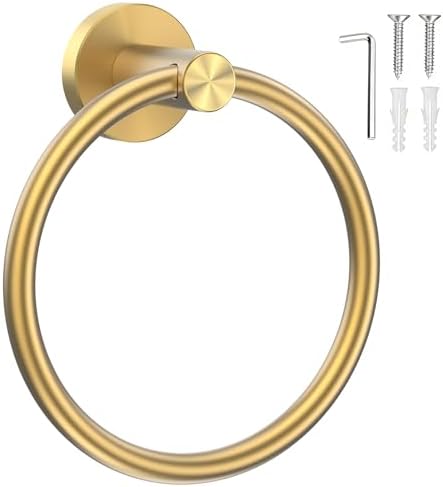 SetSail Towel Holder Screw-in Brushed Gold Towel Ring for Bathroom Wall