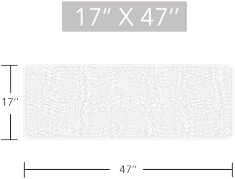 Yeaban Chenille White Bathroom Runner Rug 17"x47"