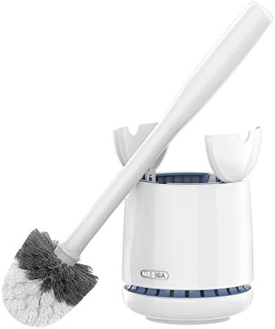 MR.SIGA Toilet Bowl Brush and Holder, Sturdy Long Handle, White, 1 Pack