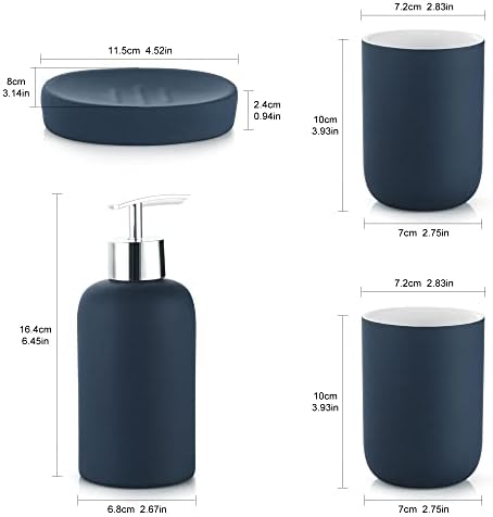 DUFU Blue Bathroom Accessory Set, 4 Pieces, Ceramic