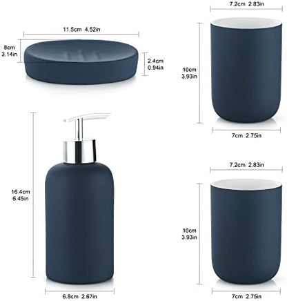 DUFU Blue Bathroom Accessory Set, 4 Pieces, Ceramic