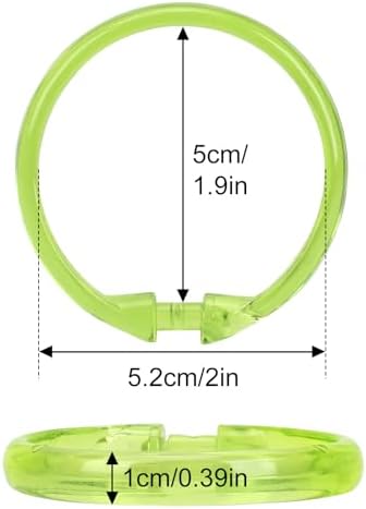 Green Shower Curtain Hooks - 12 Pcs Circular Plastic Shower Curtain Rings for Bathroom - O Shaped Transparent Green Shower Hooks Rings for Shower Curtain Rod