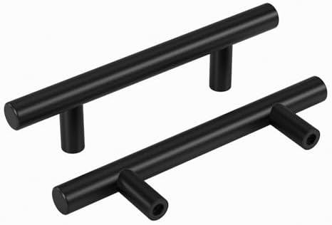 homdiy Black Cabinet Handles 10Pack 3inch Hole Center Kitchen Drawer Pulls and Knobs Stainless Steel Cabinet Hardware for Bathroom, Cupboard