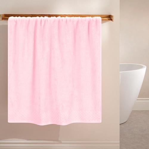 MyOwn Ultra Soft 2 Pack Oversized Bath Towel Set 28x55 inches, Cotton Large Bath Towels, Highly Absorbant Compact Quickdry & Lightweight Towel, Ideal for Gym Travel Camp Pool - Pink