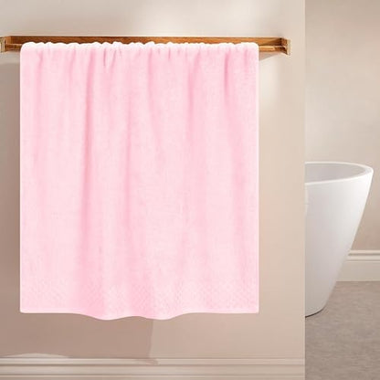 MyOwn Ultra Soft 2 Pack Oversized Bath Towel Set 28x55 inches, Cotton Large Bath Towels, Highly Absorbant Compact Quickdry & Lightweight Towel, Ideal for Gym Travel Camp Pool - Pink