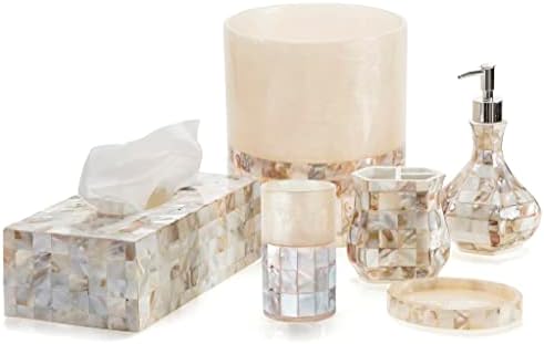 Milano Toothbrush Cup - Electric Toothbrush Holder for Bathroom fits Toothbrushes and Toothpaste - Bathroom Tumbler Cup Finished with Beautiful Mother of Pearl Shells