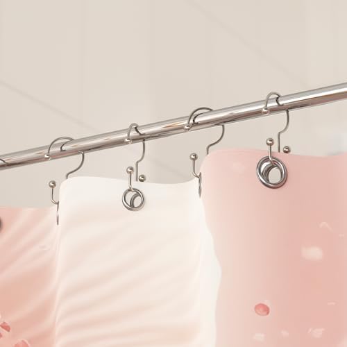 Titanker Shower Curtain Hooks Rings, Rust Resistant Metal Minimalist Simple Double Glide Shower Hooks Rings for Bathroom Shower Rods Curtains, Set of 12 Hooks - Nickel