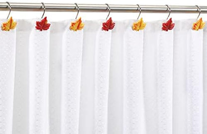 Maple Leaf Shower Curtain Hooks, 12Pcs Thanksgiving Decorative Shower Curtain Hooks, CHICTIE Autumn Fall Leaves Shower Curtain Rings Rustproof for Bathroom Bedroom Room Decor (Red + Yellow)