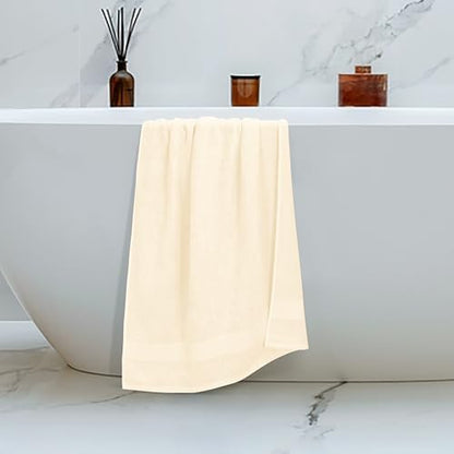 Belizzi Home 4 Pack Bath Towel Set 27x54, 100% Ring Spun Cotton, Ultra Soft Highly Absorbent Machine Washable Hotel Spa Quality Bath Towels for Bathroom, 4 Bath Towels - Ivory