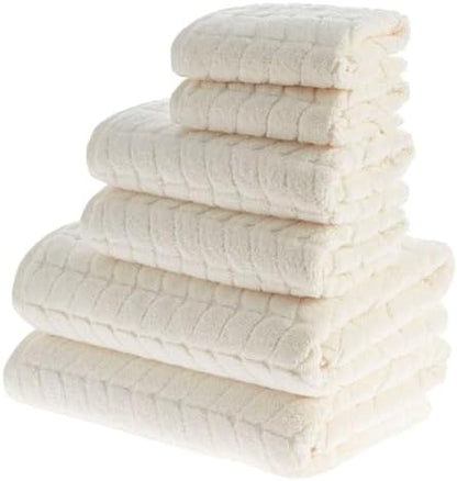 BAGNO MILANO Turkish Cotton Bath Towels, Hand Towels - Soft Plush Jacquard Collection - Highly Absorbent Towel Set (Cream, 6 pcs Towel Set)