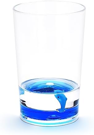 Locco Decor 5 Piece Acrylic Liquid 3D Floating Motion Bathroom Vanity Accessory Set Ocean Cartoon Animal Theme Dolphin Toothbrush Holder, Tumbler, Soap Dispenser, Soap Dish, Toiletbrush Holder Set