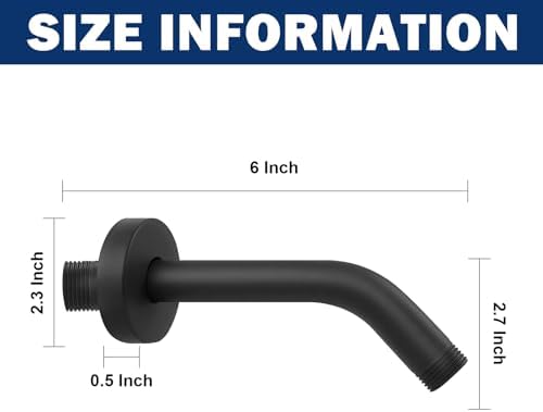 NearMoon Shower Arm with Flange, Made of 304 Stainless Steel Shower Extension Extender Pipe, Wall-Mounted for Fixed Bathroom Showerhead, Never Rust (6 Inch, Matte Black)
