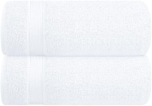Belizzi Home Cotton 2 Pack Oversized Bath Sheet 35x70, Large Bath Sheet, Ultra Soft, Absorbent, Compact, Eco-Friendly, Recyclable, Quick Drying and Lightweight Towel - White