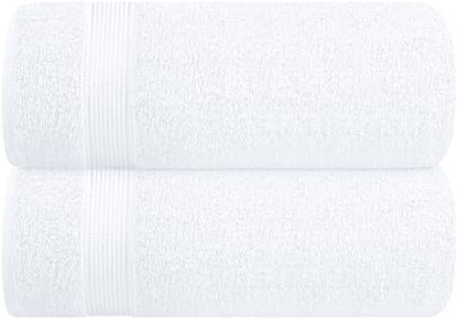 Belizzi Home Cotton 2 Pack Oversized Bath Sheet 35x70, Large Bath Sheet, Ultra Soft, Absorbent, Compact, Eco-Friendly, Recyclable, Quick Drying and Lightweight Towel - White