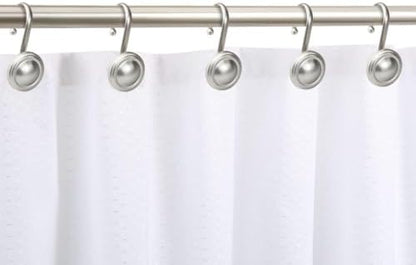 CHICTIE Nickel Shower Curtain Hooks Rings, Decorative Silver Shower Hook for Shower Curtain, Rustproof Modern Shower Rings Hangers for Bathroom Curtains Rods, Set of 12