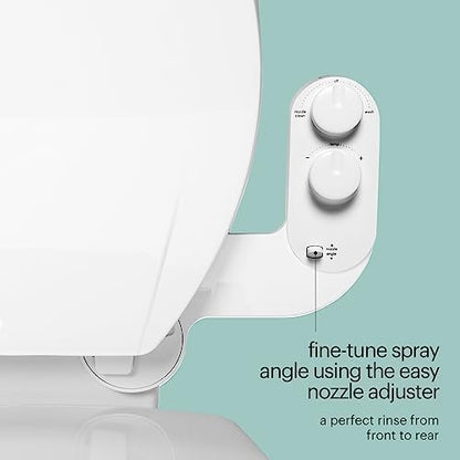 Brondell Fresh Spa Adjustable, Bidet Attachment FSA-25 for Toilet Seats with Adjustable Single Nozzle, Side Arm Control, Thin Profile, White (Dual Temperature)