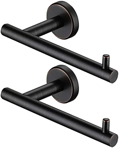 JQK Toilet Paper Holder Oil Rubbed Bronze, 5 Inch 304 Stainless Steel Thick 0.8mm Tissue Paper Dispenser for Bathroom, Hold Mega Rolls Wall Mount 2 Pack, TPH100-ORB-P2